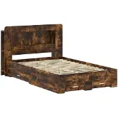 vidaXL Bedombouw met opslag Gerookt eiken 120 x 190 cm Bewerkt hout