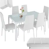 TecTake - Eetkamergroep Berlin 6 stoelen en 1 tafel - wit - 404382