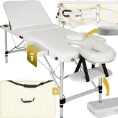 TecTake - Mobiele aluminium massagetafel 3 zones wit + draagtas - behandeltafel - behandelbank – incl. opbergtas – opvouwbaar
