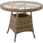 TecTake - Tuintafel natuur met aluminium frame, verwijderbaar veiligheidsglaspaneel, 91 x 73,5 cm