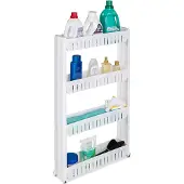 TecTake Keukenrek nisrek op wielen met 4 legplanken, wit 401629