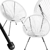 TecTake Tuinstoelen - Retro Egg Acapulco designstoelen - Tuinstoelen - Weer bestendig - Binnen- en Buitenfauteuils - Voor tuin, wintertuin, terras of balkon - Set van 2 - Wit