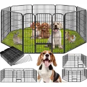 TecTake 8-hoekige puppyren hondenren puppykennel 80 cm hoog Ø 210 cm 401717