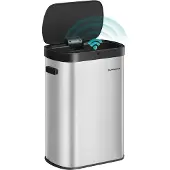 Songmics Automatische prullenbak – 50 liter – Sensorbediening – Softclose deksel – Zilver
