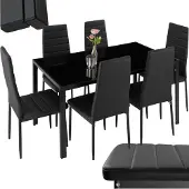 TecTake - Eetkamergroep Berlin 6 stoelen en 1 tafel - zwart - 404381