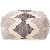Homescapes Poef Malmö geometrisch patroon 55 x 30 cm - zitzakkruk crème-grijs-zwart