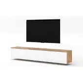 AX Living TV-bank Loriano, 2x100cm, lage kast, eikenhout Wotan/wit, hoogglans