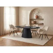 Vente-unique Eettafel voor 6 personen in mdf - Zwart - ANTELADA
