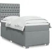 vidaXL Boxspring met matras stof lichtgrijs 90x200 cm