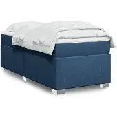 vidaXL Boxspring met matras stof blauw 90x200 cm