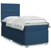 vidaXL Boxspring met matras stof blauw 100x200 cm