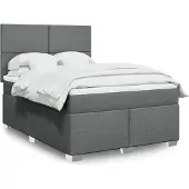 vidaXL Boxspring met matras stof donkergrijs 140x200 cm