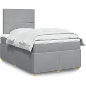 vidaXL Boxspring met matras stof lichtgrijs 120x200 cm