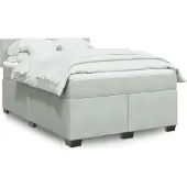 vidaXL Boxspring met matras fluweel lichtgrijs 160x200 cm