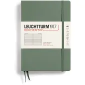 Leuchtturm A5-notitieboekje, Medium, Gelinieerd, met Harde Kaft, 251 Genummerde Pagina's, Olijfgroen