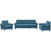 vidaXL 3-delige Loungeset met kussens fluweel blauw