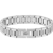 Lacoste Lacostevoor mannen. 2040117 Metropole verzilverde schakelarmband (OSFA), Casual, Roestvrij staal