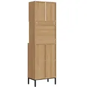 MODFU - Keukenkast - Hoge Opbergkast - Eikenlook - Zwart - 53x35x181 Cm