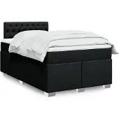 vidaXL Boxspring met matras stof zwart 120x190 cm