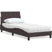 vidaXL Bed met matras "Hanko" stof donkerbruin 90x200 cm