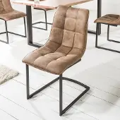 Riess Design sledestoel MIAMI taupe bruin metalen frame mat zwart - 39856