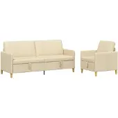 vidaXL Sofa Set Met Opslag 2 st Crèmekleurig Polyester