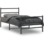 vidaXL - Bedframe - met - hoofd- - en - voeteneinde metaal - zwart - 100x200 - cm
