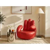 Vente-unique Draaiende fauteuil CATCHY van kunstleer - rood