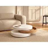 Vente-unique Salontafel met draaiblad JANITA - MDF - Eik en wit