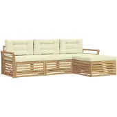 vidaXL Buiten bank set 4 st Wit en crèmekleurig