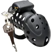 Master Series Lock Down - geventileerde peniskooi (zwart)