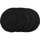 Nest of Nora 4 pack Placemats rond - Jute gevlochten ø38 cm - Donker grijs