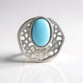 Cavill - Larimar Hanger 4,007 ct - 925 Sterling Zilver Plated - Ovale Cabochon Edelsteen - Filigrain Modern Design - Oceaanblauw Sieraad