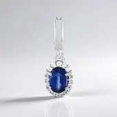 Cavill - Zilveren Hanger met 1,048 ct Nepal Kyaniet Ovaal en Zirkonen - 925 Sterling Zilver Platina Geplateerd - Elegante Fijne Sieraden voor Dames