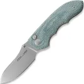 Viper Moon vouwmes, Stonewashed, Teal Canvas Micarta