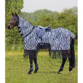 Waldhausen ZEBRA VLIEGENUITRIJDEKEN MET FRANJES Zwart-wit