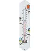 Homescapes binnen- en buitenthermometer wit met vogelmotief