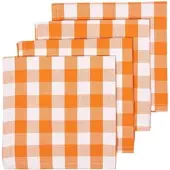 Homescapes oranje geruite katoenen servetten in een verpakking van 4