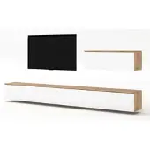 AX Living Wandmeubel Loriano IV, eikenhout Wotan/wit hoogglans, model 300