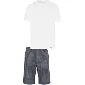 Hanro Pyjama kort 'Night & Day' donkergrijs / wit