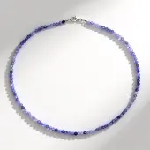 Cavill - Elegante 925 Sterling Zilver Ketting met Facet Geslepen Blauwe Tanzaniet Kralen - 50,431 ct - Rhodium Afwerking - Dames Sieraad - 45 cm