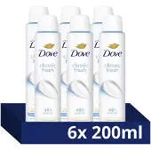 Dove Anti-Transpirant Deodorant Spray - Classic Fresh - heeft een verbeterde langdurige geur en hydrateert de huid - 6 x 200 ml