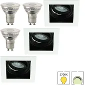 Lybardo - Inbouwspots 3-pack - Kantelbaar + LED Spot 5.5W - Dimbaar - Warmwit Licht