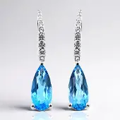 Cavill - Oorbellen 925 Sterling Zilver - Gerhodineerd - Marambaia Peervormige Topaas 4,716 ct - Zirkoon Pavé 0,428 ct - Elegant Druppel