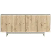 Vente-unique Dressoir met 4 deuren - Licht naturel en Beige - ZEFYNA