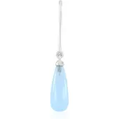 Cavill - Zilveren Hanger - 925 Sterling Zilver Geplatineerd - Blauwe Onyx 7,7 Karaat - Briolette Cabochon - Elegant Sieraad Dames