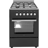 Wiggo - WO-E603A(BX) - Vrijstaand - Gasfornuis - Serie 3 - 60 cm - 66 Liter - 4 pitten - Energieklasse A - 5 jaar garantie - Zwart Rvs