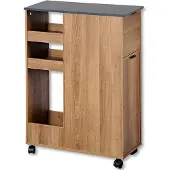Kesper serveerwagen, hoekplank, bruin, houtdecor – 60x25x86 cm – met afvalbak en wielen – smalle keukentrolley voor afval, voorraad en opbergruimte – 2485113
