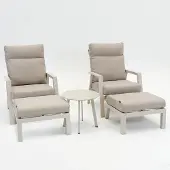 Lesli Living Loungeset Ohio Crème met 2 down town voetenbankjes en tafeltje