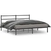 vidaXL Bedframe met hoofdbord metaal zwart 193x203 cm